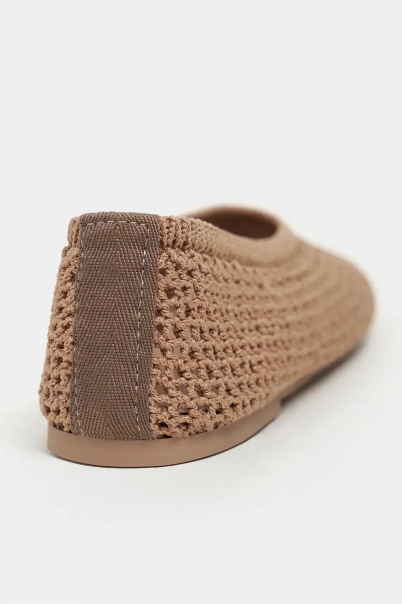 Nisantasi Shoes  Lips Knit Mesh Embroidered Ballet Flat for Women | Best Price UAE