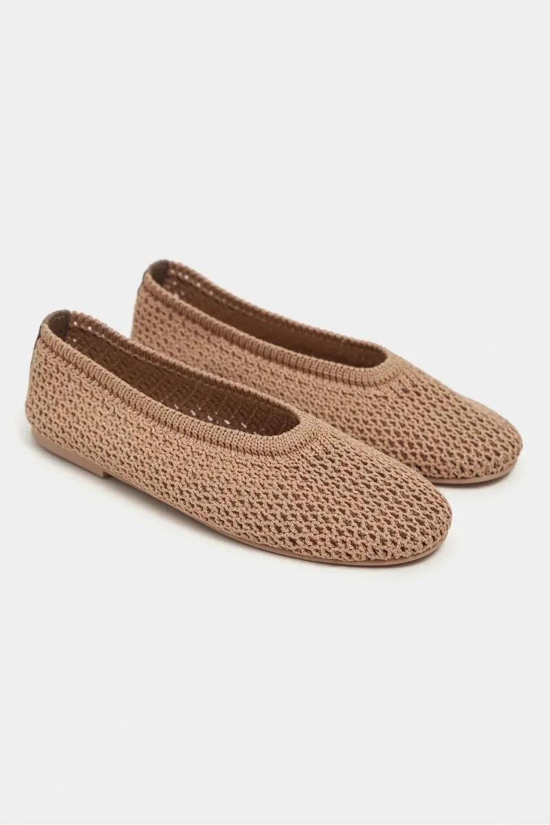Nisantasi Shoes  Lips Knit Mesh Embroidered Ballet Flat for Women | Best Price UAE