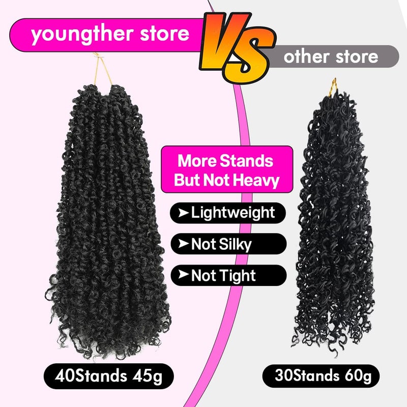 Youngther Yanky twist crochet hair 12 Inch 6Pack(40stands/Pack) Natural Black Pre-Twisted Fluffy Yankee Twist curly crochet hair for black women hair (1B) - Image 4