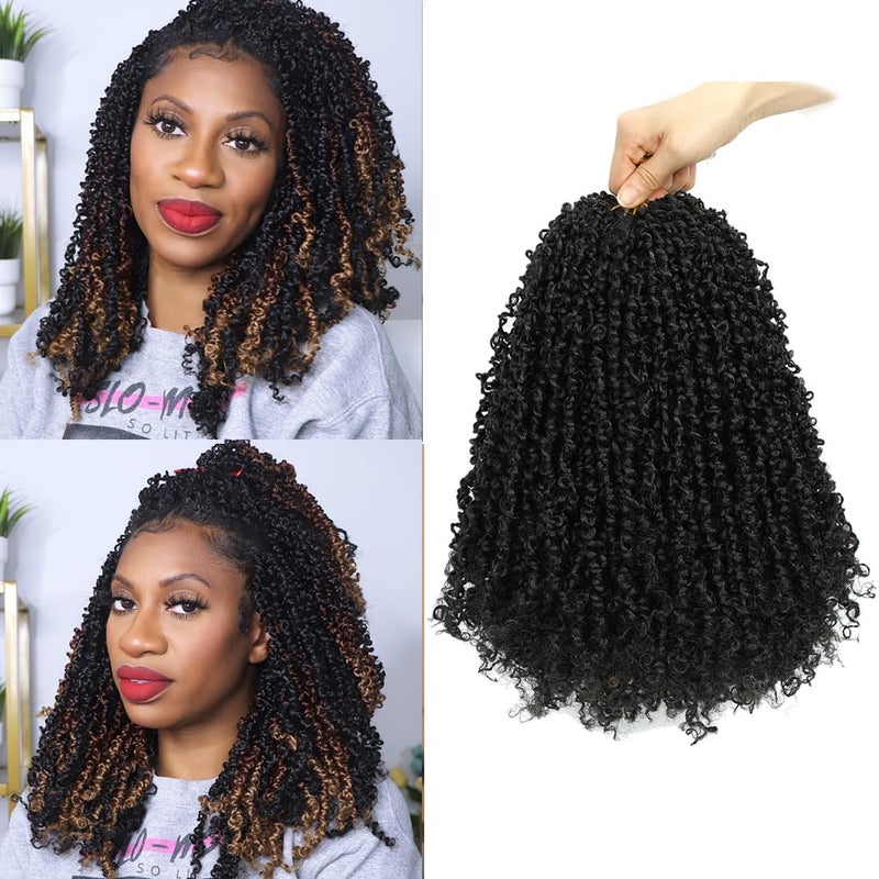 Youngther Yanky twist crochet hair 12 Inch 6Pack(40stands/Pack) Natural Black Pre-Twisted Fluffy Yankee Twist curly crochet hair for black women hair (1B) - Image 1