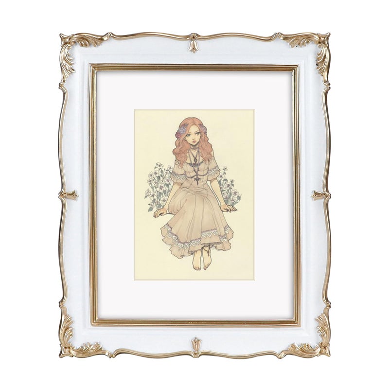 PHAREGE Vintage Picture Frame 8x10 White Gold 8 by 10 Ornate Decorative Antique Frame with Mat for 5x7 Photo Fancy Matted Frame for Desktop or Wall Horizontal or Vertical