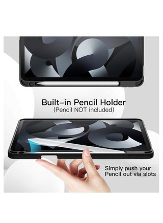 Case for iPad Air 11-Inch M2 (2024), iPad Air 5/4 (2022/2020 5th/4th 10.9-Inch) Built-in Pencil Holder Flexible Back Cover, Trifold Stand, Auto Sleep Wake Rebound Series Black - view 5