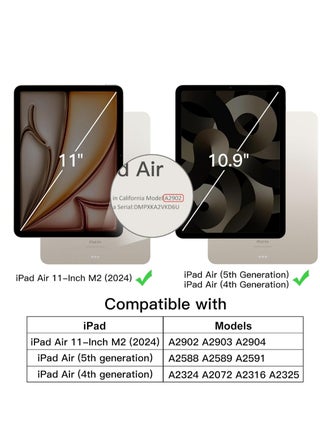 Case for iPad Air 11-Inch M2 (2024), iPad Air 5/4 (2022/2020 5th/4th 10.9-Inch) Built-in Pencil Holder Flexible Back Cover, Trifold Stand, Auto Sleep Wake Rebound Series Black - view 2