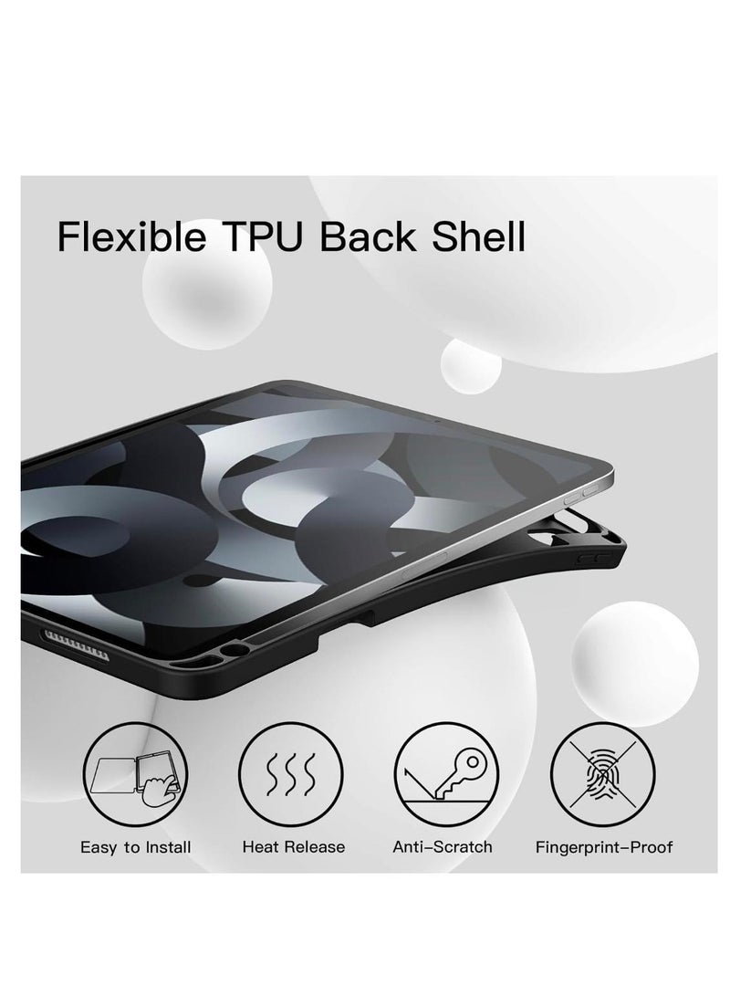 ARMOR Case for iPad Air 11-Inch M2 (2024), iPad Air 5/4 (2022/2020 5th/4th 10.9-Inch) Built-in Pencil Holder Flexible Back Cover, Trifold Stand, Auto Sleep Wake Rebound Series Black - Image 3