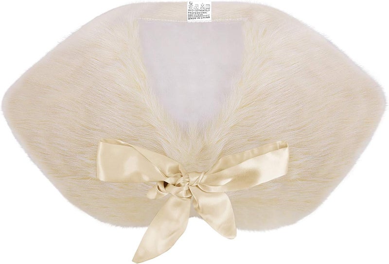 BXT Flower Girls Faux Fur Princess Cape Winter Warm Shoulder Wrap Ribbon Ties Wedding Birthday Party Dress Costume - Image 3