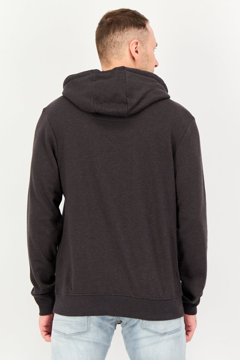 Threadbare Men Embroidered Logo Long Sleeve Hoodie, Charcoal - Image 4