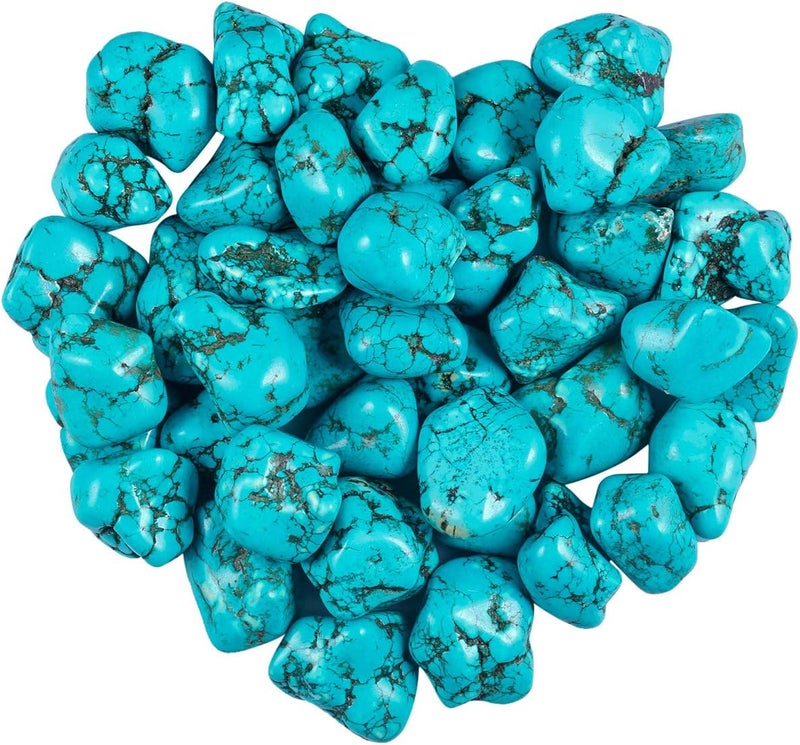 rockcloud 1/2 Ib Green Howlite Turquoise Irregular Tumbled Polished Stones for Wicca, Reiki and Energy Healing Crystal Home Decoration