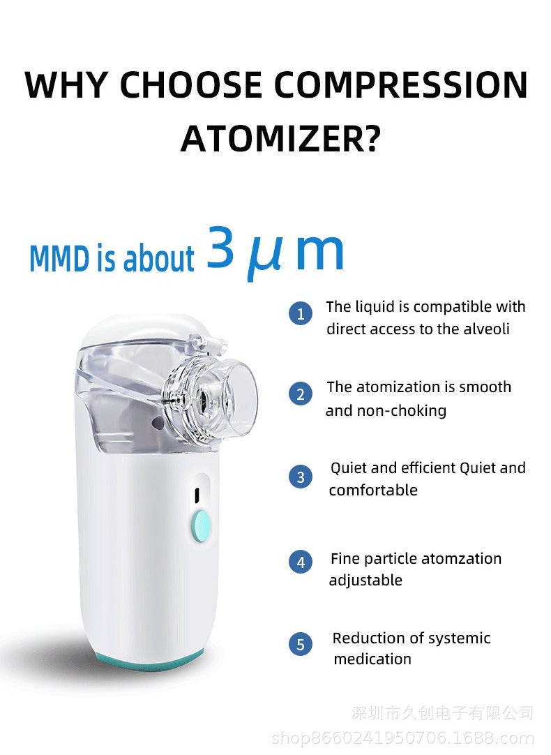 Angmei - Automatic Medical Portable Steam Inhaler，Electronic Mesh ultrasonic steamer Inhaler for Adults and Children，Relieve Allergies, Asthma and Breathing Problems - Image 1