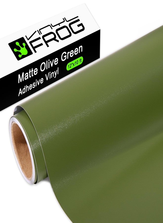 VINYL FROG Olive Green Adhesive Vinyl Roll 12" x10ft Olive Green Craft Vinyl Matte Green Permanent Vinyl for Home Decor, Mug, Car, and Other Stickers - Image 1