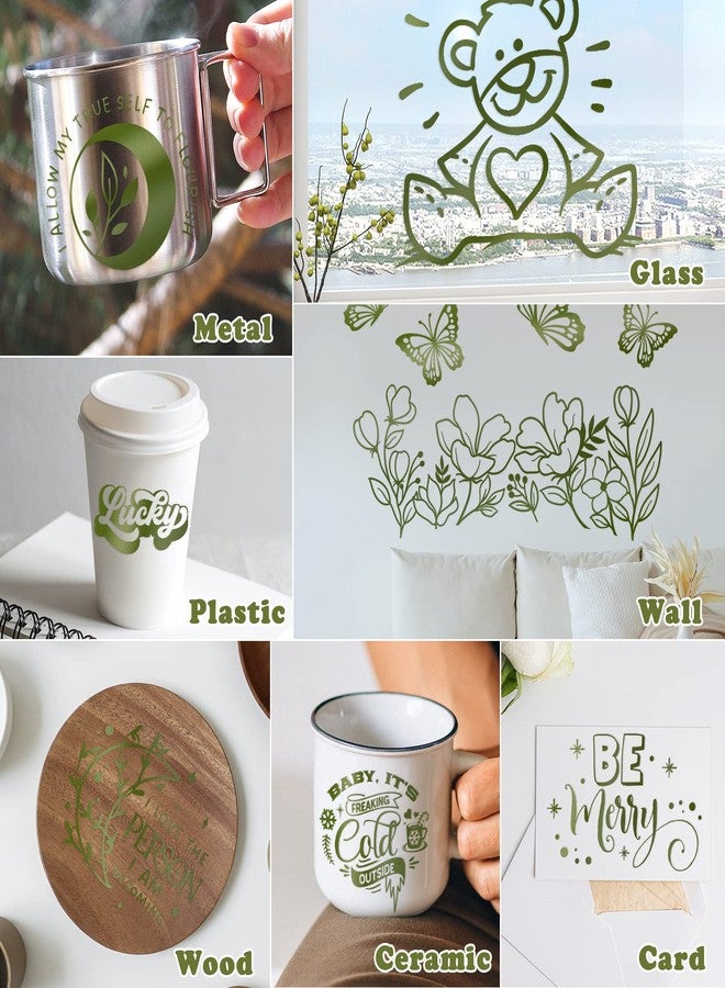 VINYL FROG Olive Green Adhesive Vinyl Roll 12" x10ft Olive Green Craft Vinyl Matte Green Permanent Vinyl for Home Decor, Mug, Car, and Other Stickers - Image 3