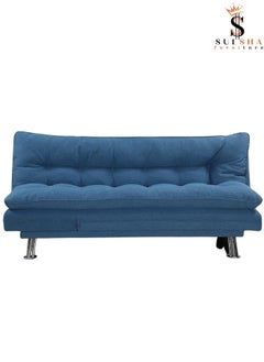 SULSHA Sulsha sofa cum bed living room Fabric Sofa Bed Chrome Legs Three Seat Sofa bed  Modern Design Living Room Sofa Model S -S208 Blue  - Image 2