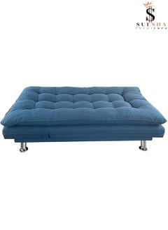SULSHA Sulsha sofa cum bed living room Fabric Sofa Bed Chrome Legs Three Seat Sofa bed  Modern Design Living Room Sofa Model S -S208 Blue  - Image 4