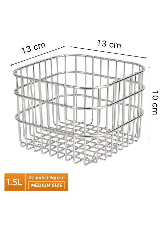 EAZZY Stainless Steel Wire Fruit Basket,Storage Bowl,Colander Bowl,1.5 L Countertop Fruit Bowl,Organizer for Fruits,Vegetables,and Snacks.13 x 13 x 10 cm - Image 2