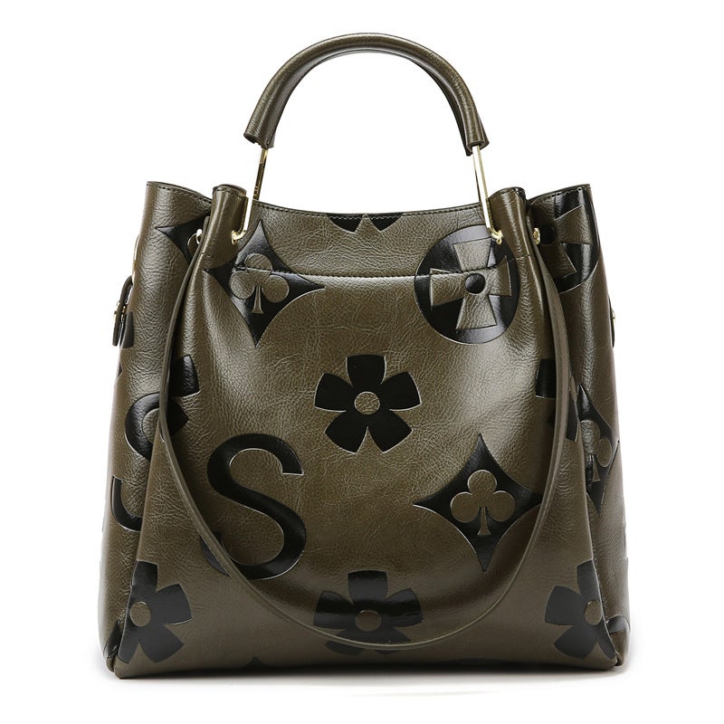 Bucket Bag, Fashionable Large-Capacity Handbag, Textured Embossed Women'S Shoulder Bag, Daily Commuting Tote Bag For Women - Image 1