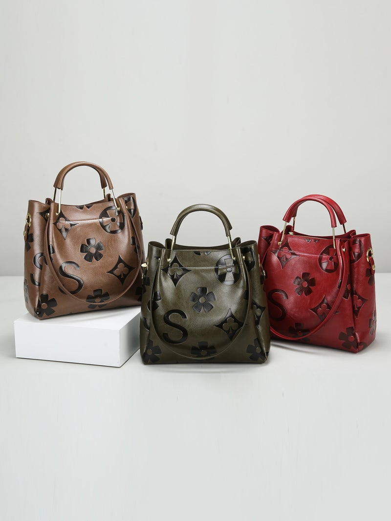Bucket Bag, Fashionable Large-Capacity Handbag, Textured Embossed Women'S Shoulder Bag, Daily Commuting Tote Bag For Women - Image 4