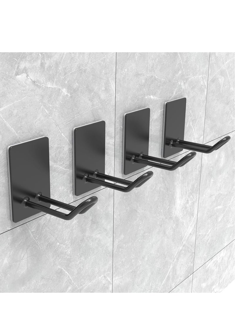 4 Pcs Self-Adhesive Stainless Steel Hooks – Towel, Robe, Hat for Kitchen and Bathroom (Black) - Image 5