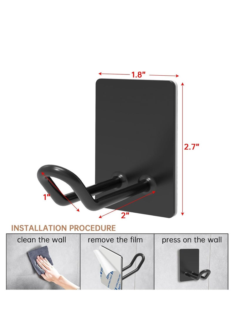 4 Pcs Self-Adhesive Stainless Steel Hooks – Towel, Robe, Hat for Kitchen and Bathroom (Black) - Image 3