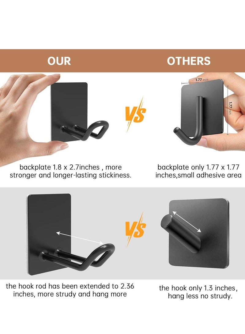 4 Pcs Self-Adhesive Stainless Steel Hooks – Towel, Robe, Hat for Kitchen and Bathroom (Black) - Image 2