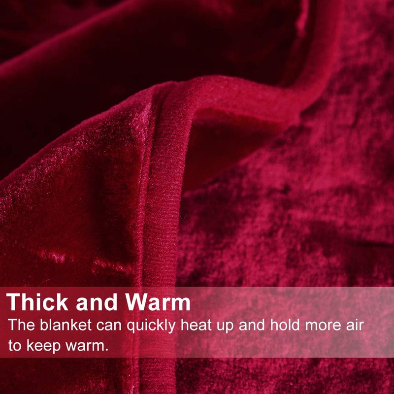 JML Fleece Blanket King Size, Heavy Korean Mink Raschel Blanket 85 X 95 Inches- 9 Lbs, Single Ply, Soft and Warm, Thick for Autumn,Winter, Burgundy - Image 4
