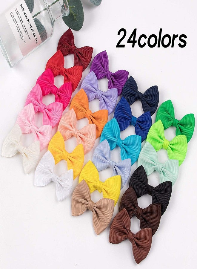 XIMA 48PCS(24pairs) Dog's Hair Bows Clips,Small Handmade Hair Accessories Bow Pet Puppy for Doggies Cat Kitten Rabbit Grooming Accessories (Mixcolors-48pcs Bows Hair Clip) - Image 2