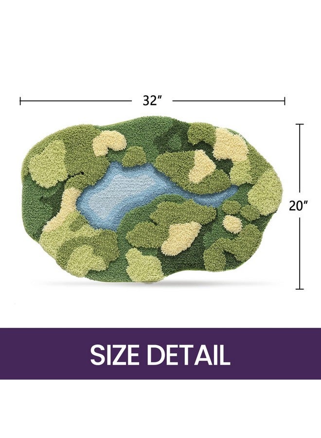 DEXI Moss Bath Mat, Ultra Thick Soft Green Bathroom Rug, Non Slip Washable Bathmat, Water Absorbent Microfiber Carpet Rugs for Shower Floor, Sink, Bedroom, 20x32, Moss Green - Image 1