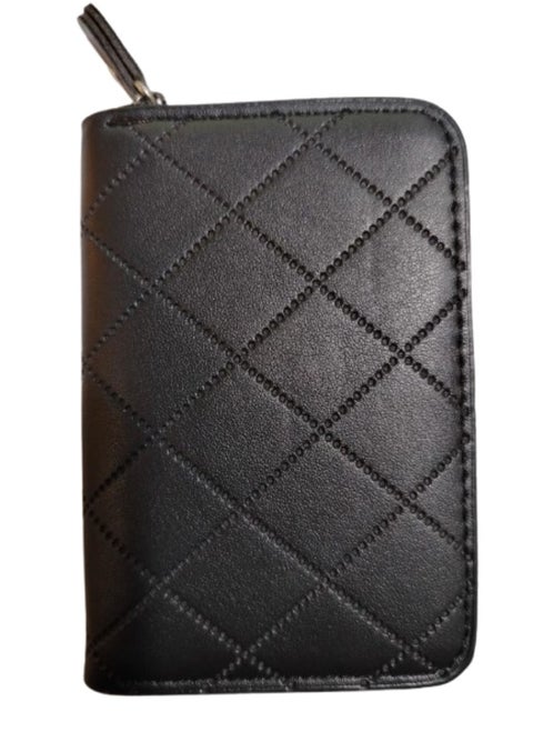 Leather Zipper Wallet for Men Small 11 Card Holder