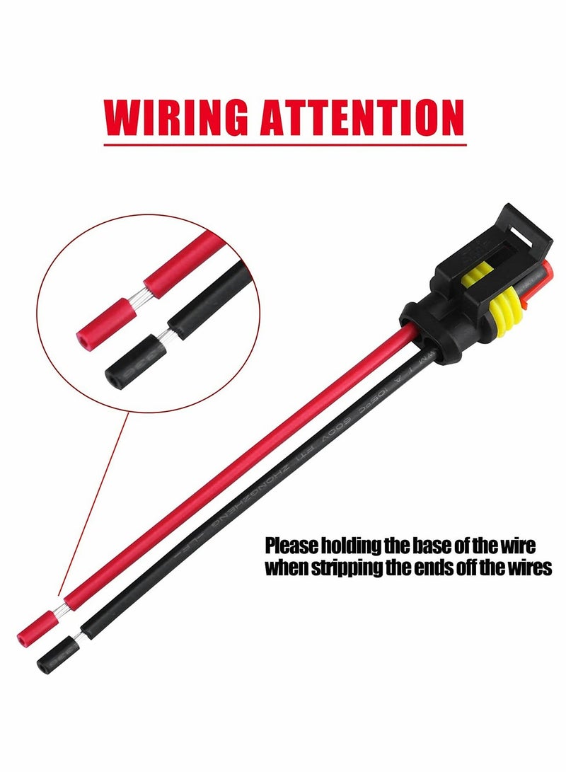 موصلات مائية 2 دبوس 16awg 5 مجموعات مع كابل 10 سم 1.5 مم سلسلة ختم مطاطي طرف كهربائي، موصل سيارة 2p1.5 سلسلة هيد، مجموعة كاملة من موصلات السيارة مع كابل - Image 3