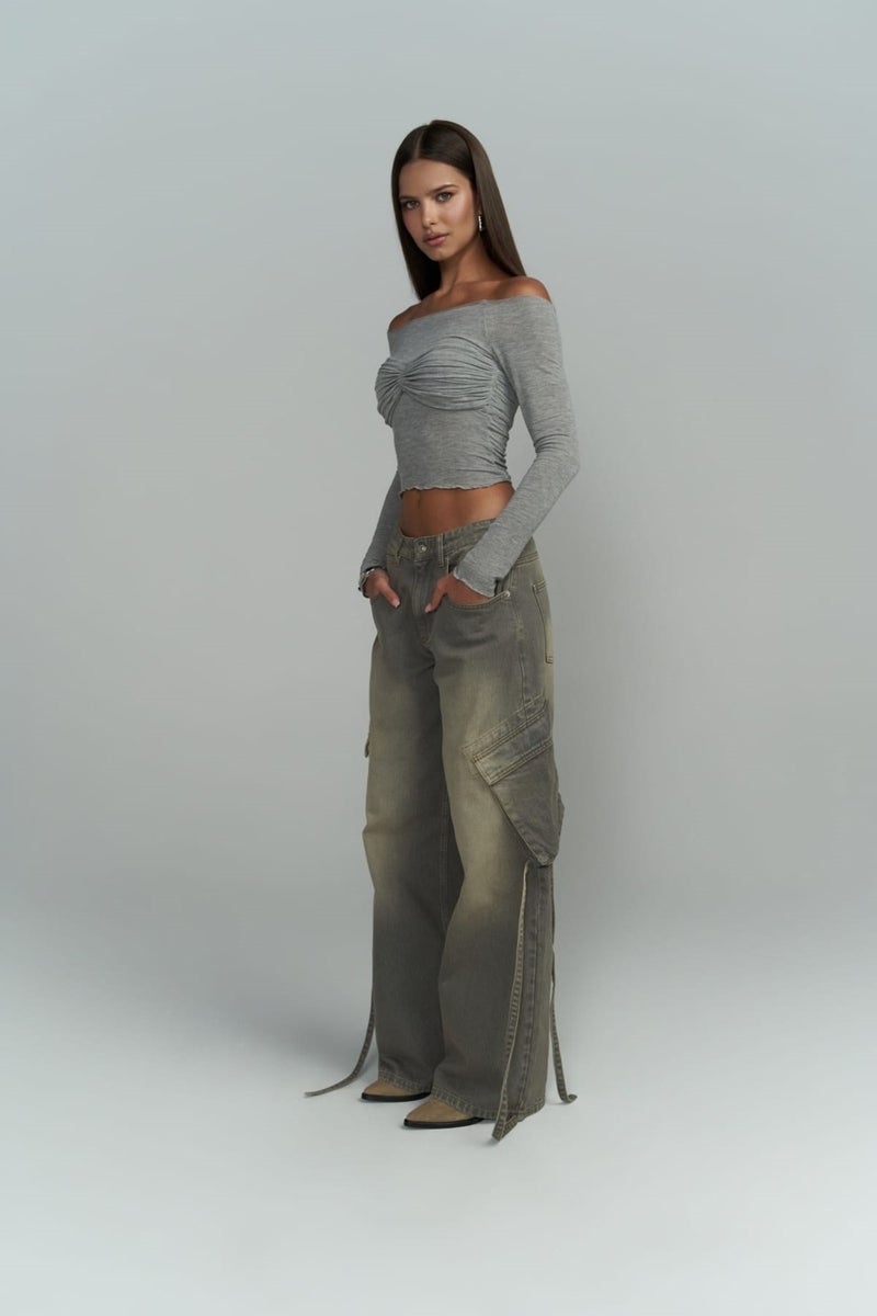 Mai Collection Roger Washed Smoke Cargo Jeans - Image 2