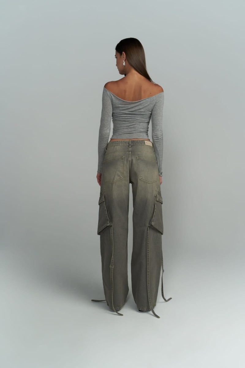 Mai Collection Roger Washed Smoke Cargo Jeans - Image 3