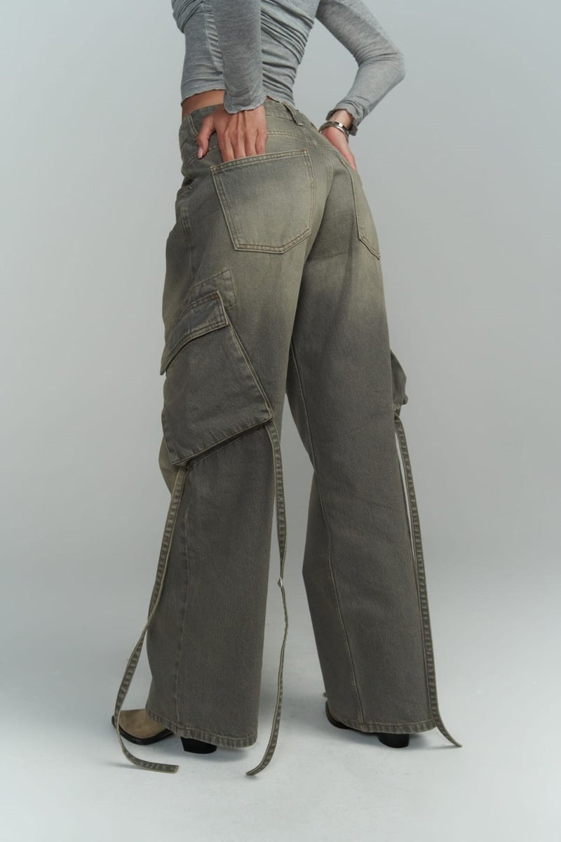 Mai Collection Roger Washed Smoke Cargo Jeans - Image 5