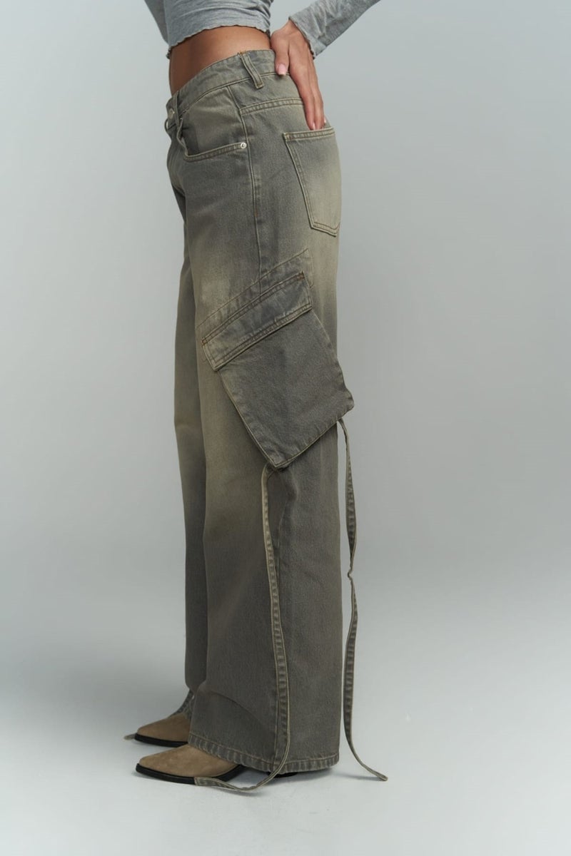 Mai Collection Roger Washed Smoke Cargo Jeans - Image 4