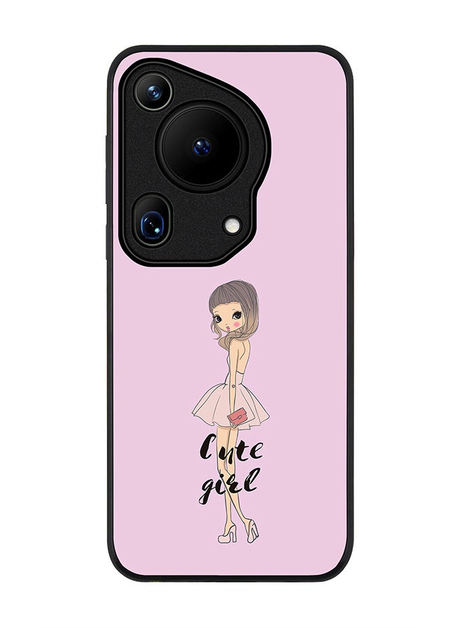 Stylizedd Rugged Black edge case for Huawei Pura 70 Ultra, Slim fit Soft Case Flexible Rubber Edges Anti Drop TPU Gel Thin Cover -  Coy Cute Girl - Image 1