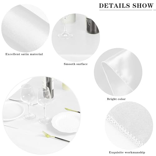 MCEAST 2 Packs Satin Tablecloth 102 x 58 Inches Rectangular Table Overlay Cover Bright Silk Tablecloth Smooth Fabric Table Decor for Wedding Banquet Decoration (White) - Image 3