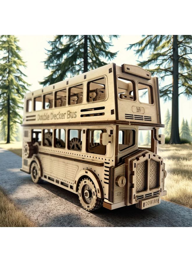 London Bus DIY Double Layer Wooden Model 3D Assembly Kit Home Decor Gift - Image 4
