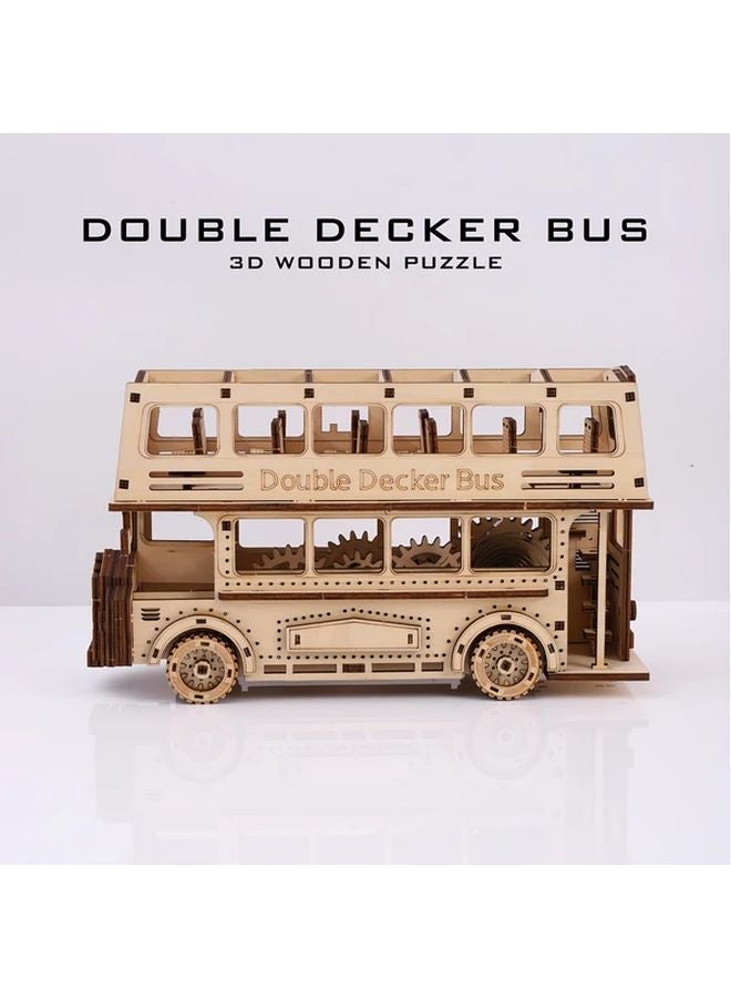 London Bus DIY Double Layer Wooden Model 3D Assembly Kit Home Decor Gift - Image 2