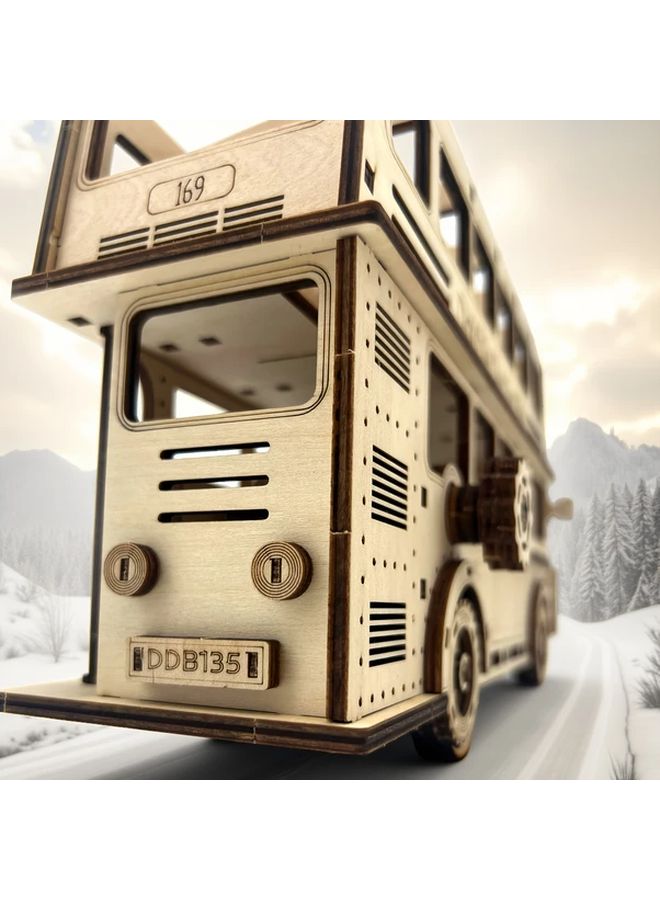 London Bus DIY Double Layer Wooden Model 3D Assembly Kit Home Decor Gift - Image 5