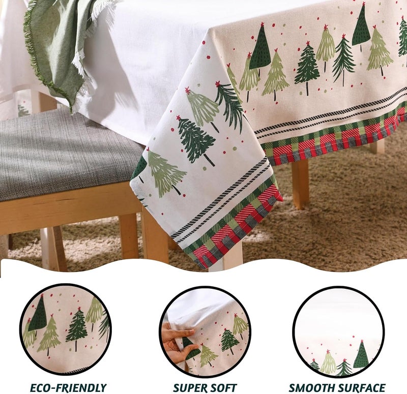 Folkulture Christmas Tablecloth Rectangle 60x72 for Christmas Decorations for Home Cotton Fabric Farmhouse Style Table Cloth Rectangular or Linen Buffalo Plaid Table Cover White Dining Tablecloths - Image 3