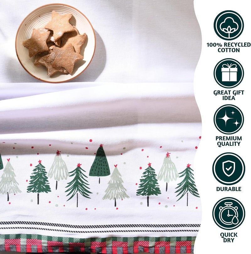 Folkulture Christmas Tablecloth Rectangle 60x72 for Christmas Decorations for Home Cotton Fabric Farmhouse Style Table Cloth Rectangular or Linen Buffalo Plaid Table Cover White Dining Tablecloths - Image 2