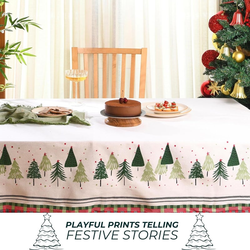 Folkulture Christmas Tablecloth Rectangle 60x72 for Christmas Decorations for Home Cotton Fabric Farmhouse Style Table Cloth Rectangular or Linen Buffalo Plaid Table Cover White Dining Tablecloths - Image 5