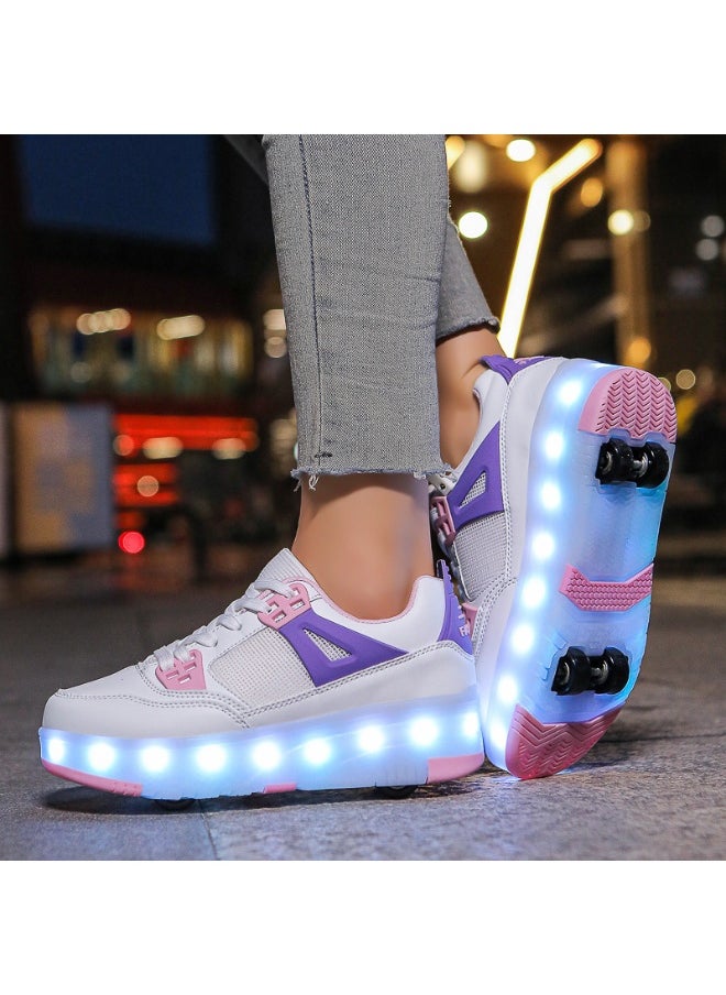 HUSK'SWARE Children's LED Light-Up Quad Roller Skates 