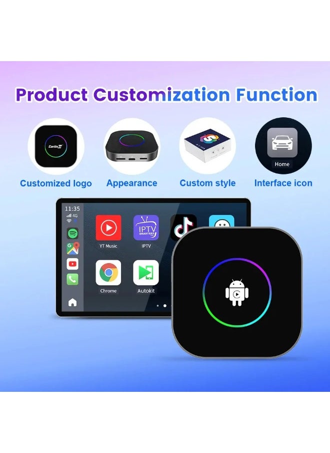 Android 13 Tbox S2, 4+64GB with Qualcomm 8-core SM6115 processor, 4G SIM Connection, WiFi & Bluetooth, Integrated GPS, Supports Wireless CarPlay & Wireless Android Auto