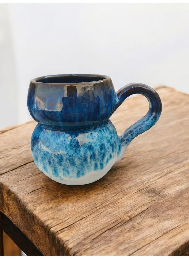 كلور زون بوتري فنجان شاي 200 ملي بشكل مميز ، آمن للاستخدام في الميكروويف، مصنوع يدويًا من الفخار - Image 2