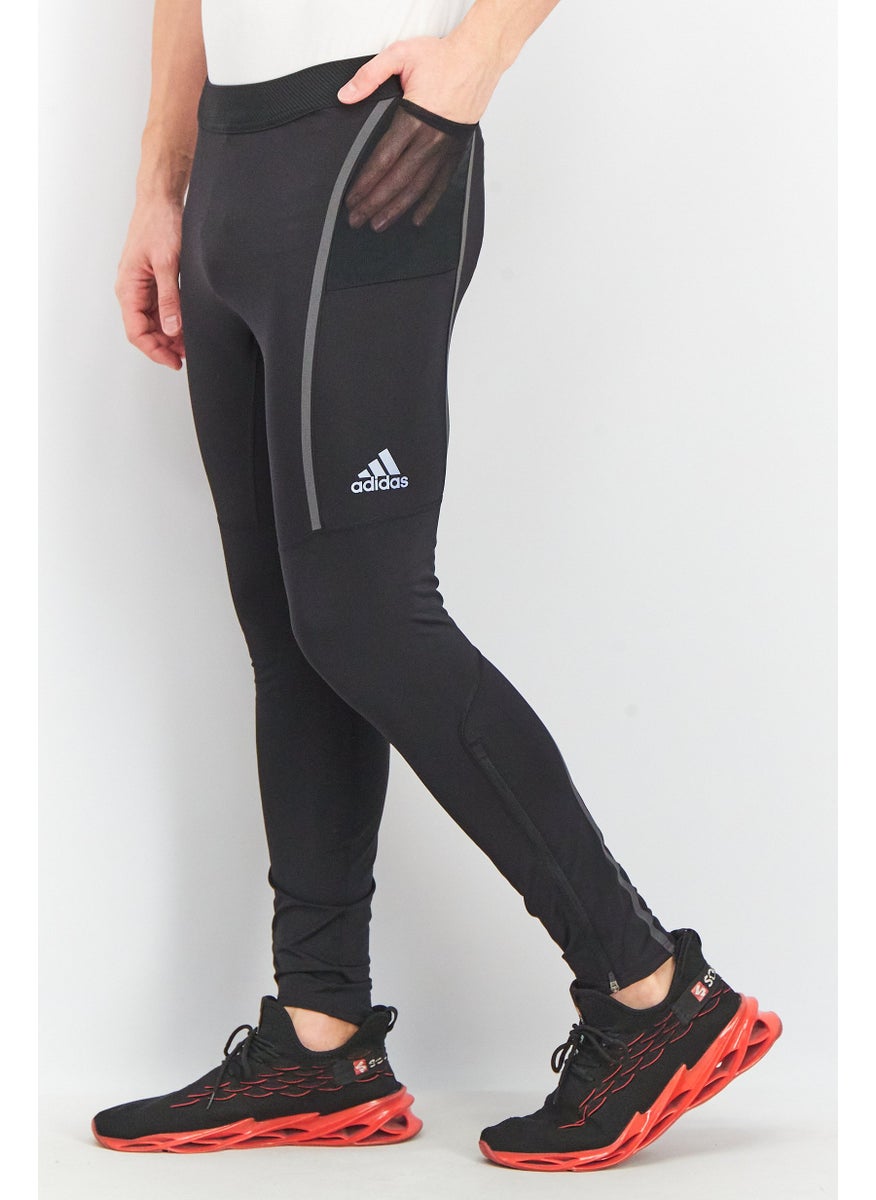 Adidas - بنطال ضيق طويل للرجال لممارسة رياضة الجري يوم السبت، أسود - Image 1