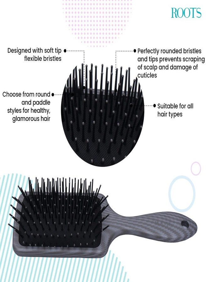 روتس فرشاة شعر ROOTS Truglam الرمادية ذات المقبض المسطح | شعيرات مرنة ذات أطراف ناعمة | تمنع خدش فروة الرأس وتلف الجلد المحيط بالشعر | مناسبة لجميع أنواع الشعر | للرجال والنساء | الطول: 8.54 بوصة، رقم الموديل: SLV P04 - Image 4