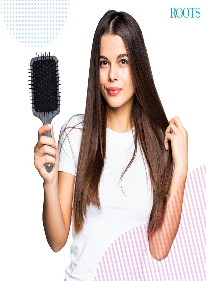 روتس فرشاة شعر ROOTS Truglam الرمادية ذات المقبض المسطح | شعيرات مرنة ذات أطراف ناعمة | تمنع خدش فروة الرأس وتلف الجلد المحيط بالشعر | مناسبة لجميع أنواع الشعر | للرجال والنساء | الطول: 8.54 بوصة، رقم الموديل: SLV P04 - Image 5