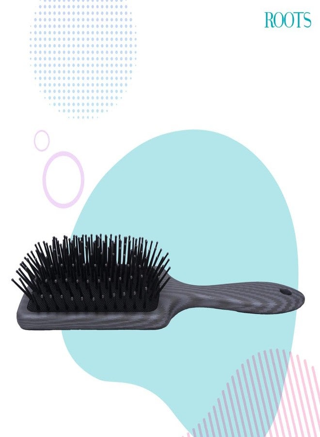 روتس فرشاة شعر ROOTS Truglam الرمادية ذات المقبض المسطح | شعيرات مرنة ذات أطراف ناعمة | تمنع خدش فروة الرأس وتلف الجلد المحيط بالشعر | مناسبة لجميع أنواع الشعر | للرجال والنساء | الطول: 8.54 بوصة، رقم الموديل: SLV P04 - Image 3