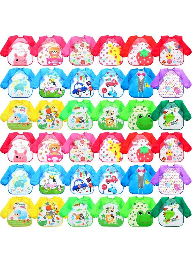 Jeere 36 Pcs Kids Art Smocks Bulk Toddler Smocks for Painting Waterproof Children's Paint Aprons Colorful Washable Long Sleeve Crafts Supplies for Classroom Baby Boys Girls Aged 1-4 Years - Image 1