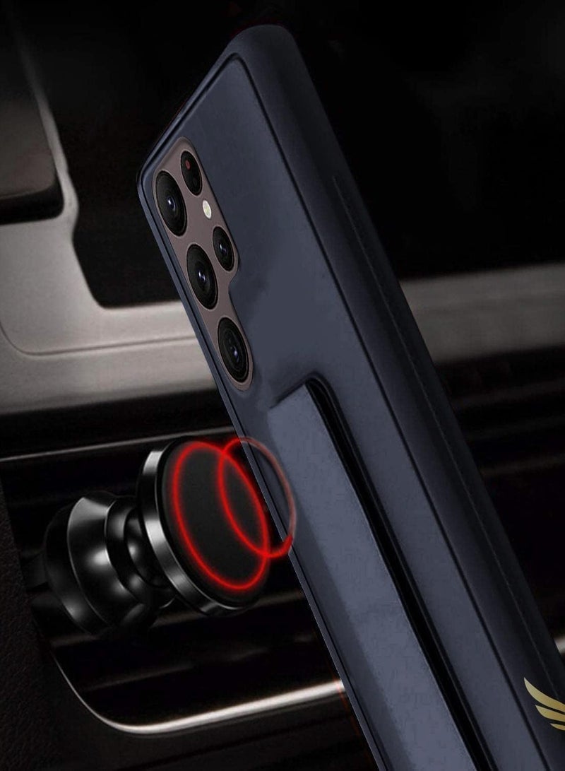 جراب Samsung Galaxy S25 Ultra مع حزام يد عمودي وأفقي مع حامل مغناطيسي للسيارة لهاتف Samsung Galaxy S25 Ultra مقاس 6.9 بوصة - Image 4