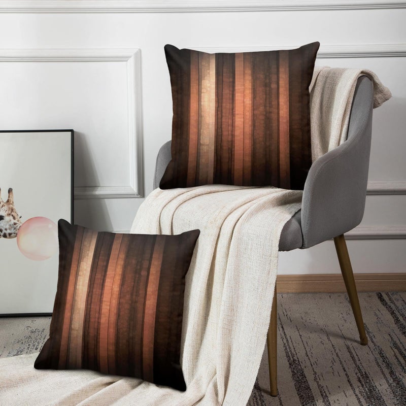 Emvency Set Of 2 Throw Pillow Covers 18x18 Inches Brown Orange Copper and Pale Peach Abstract with Cool Glass and Vintage Stripe Design Decorative Polyester Pillow Cases Square Pillocases for Bed Sofa - Image 5