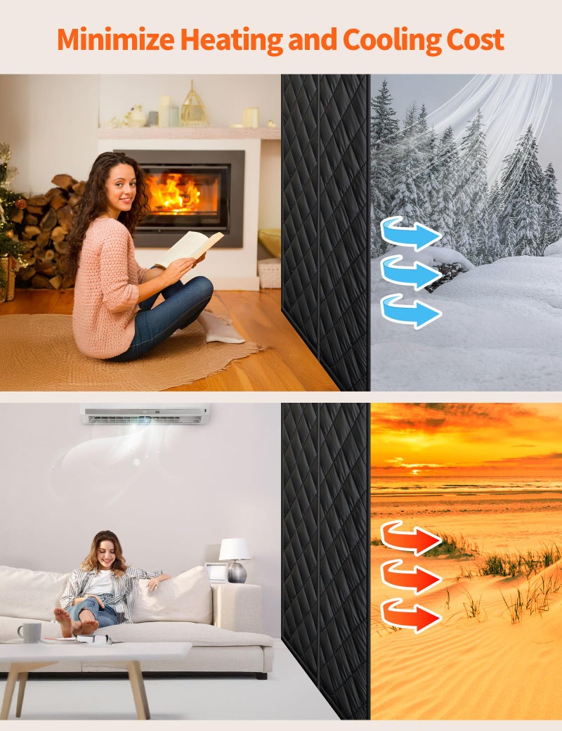 Homealexa ستارة باب مغناطيسية معزولة حراريًا لأبواب 36 بوصة × 82 بوصة غطاء باب من قماش أكسفورد شديد التحمل للعزل الحراري، بطانية إغلاق مغناطيسية للمدخل للتدفئة في الشتاء والبرودة في الصيف - Image 5
